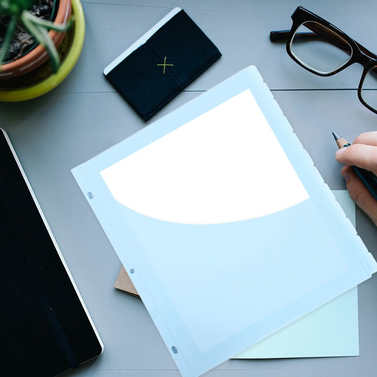 

12Pcs Document File Folder Plastic Binder Pocket Dividers 3-Hole Loose Leaf Organizer Pouches for School Office A4 Binder Filing