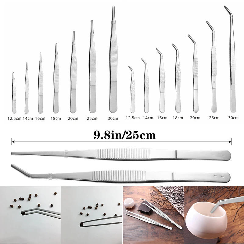 

12.5-30mm precision tweezers, stainless steel straight bend tweezers for electronic laboratory work, jewelry making tools