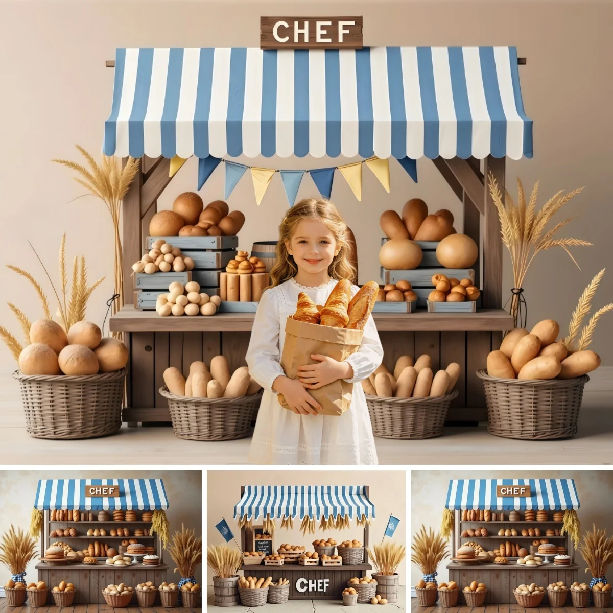 Bread Stand Kids Birthday Photography Background Bakery Cooking Chef Newborn Baby Shower Cake Smash Photo Backdrop Studio Prop