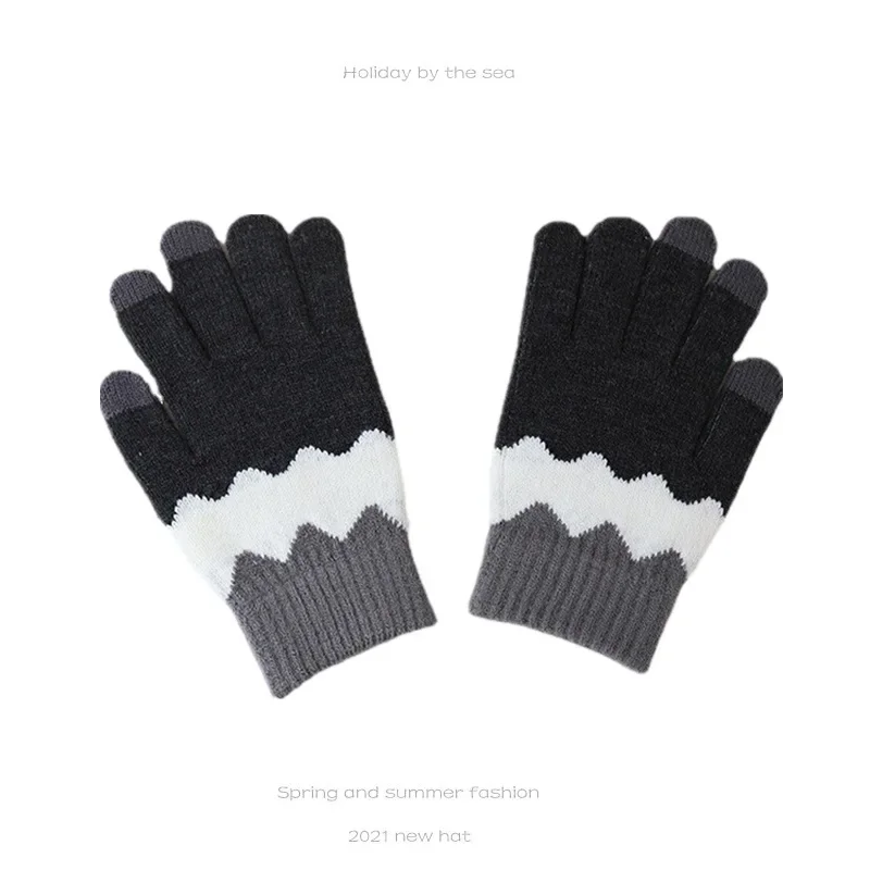 Mulheres luvas de tela sensível ao toque luvas de malha quente elástico tela de toque conectado luvas de ciclismo ao ar livre moda luvas grossas