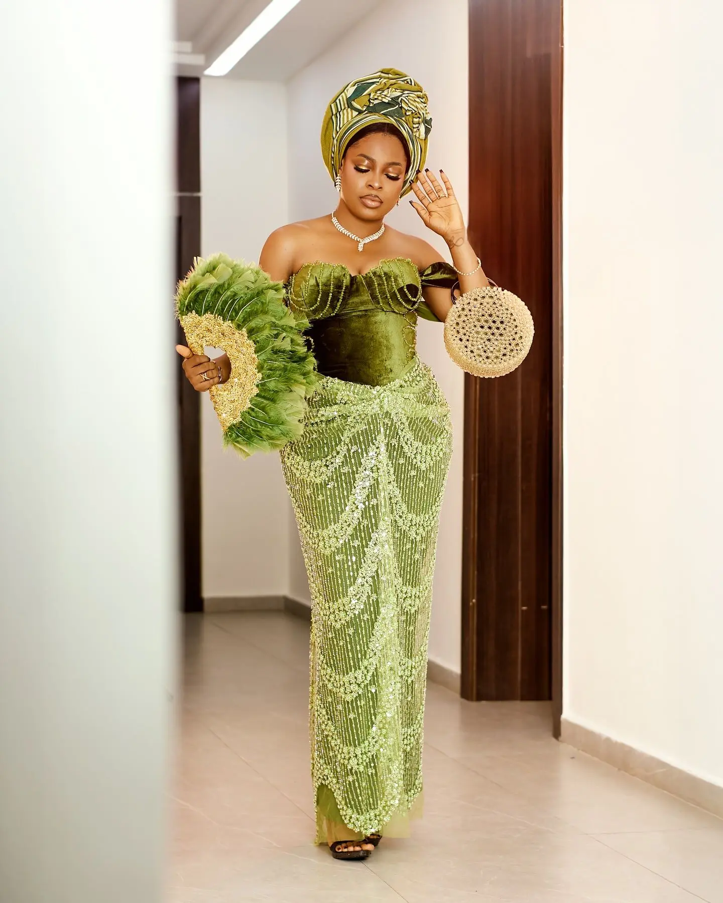 Generous Green Velvet Evening Dresses Sheath Sweetheart Sequins Nigerian Wedding Reception Dress African Prom Gowns Customized