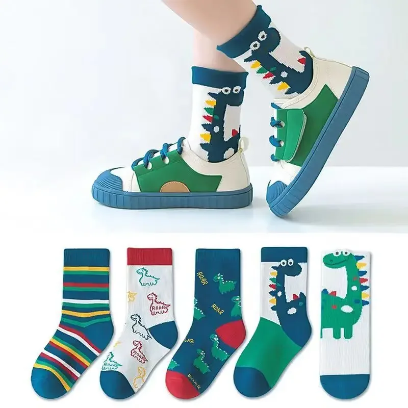 

Cartoon Dinosaur Children Socks Cute Autumn Winter Warm Middle Tube Socks For Kids Boys Girls Cotton Sock Sokken