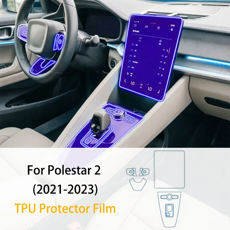 TPU Protective Film Refit PPF for Polestar 2 2021-2023 Car Interior Center Console Navigation Anti-scratch Protection Sticker