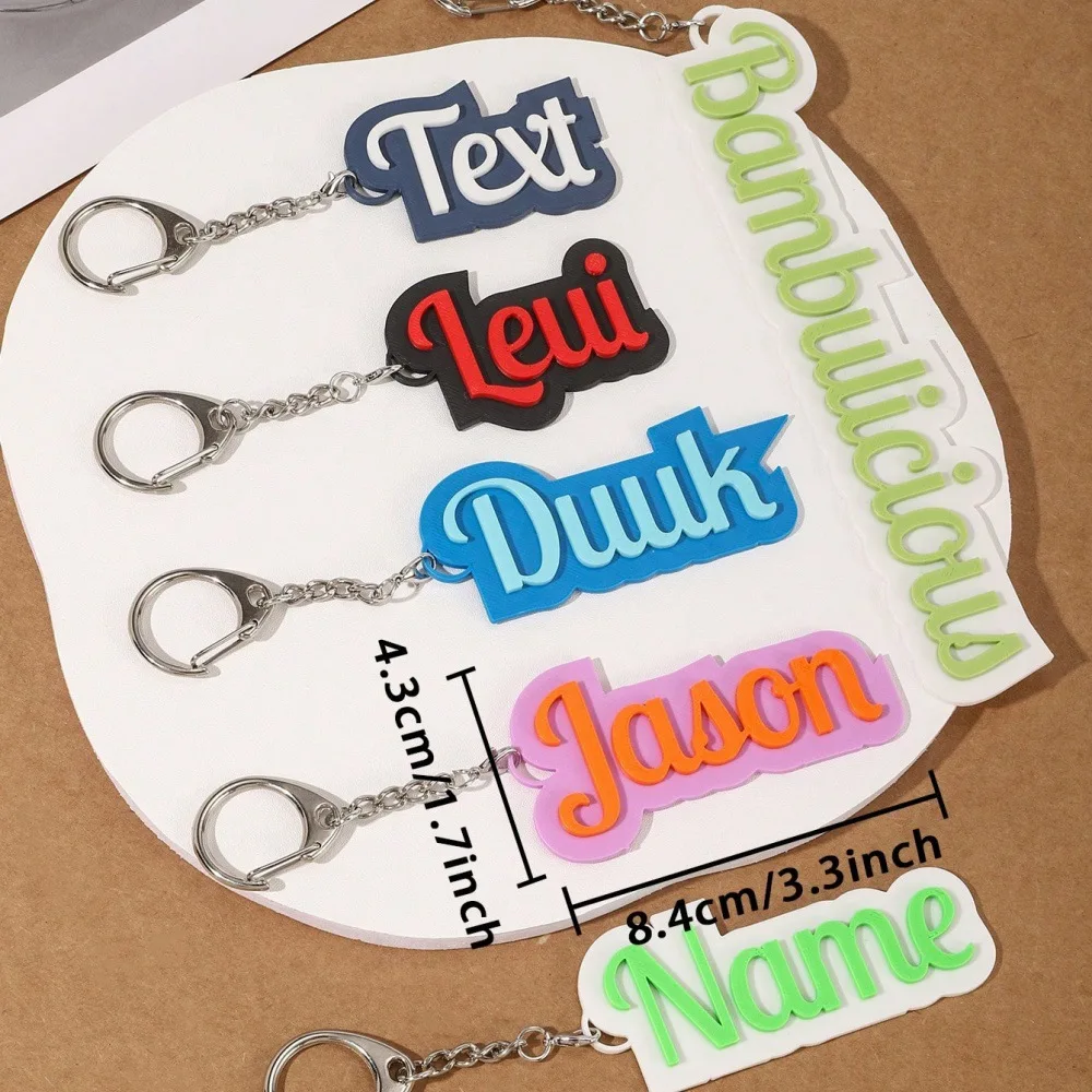 Personalized Fashion Acrylic 3D Name Backpack Keychain Custom Text Letter Nameplate Car Bag Tag Memorial llaveros Keyring Gift