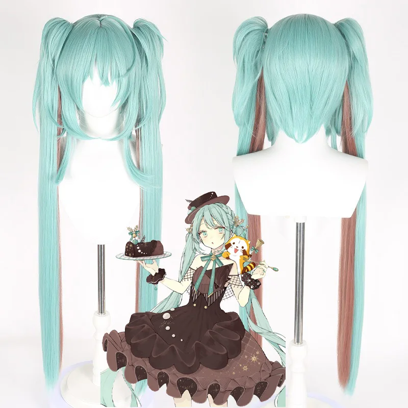 

Kawaii Hatsune Miku Procyon Lotor 100cm Cosplay Costume Wig Headwear Heat Resistant Wigs Girl Ponytail Accessories Hair Prop