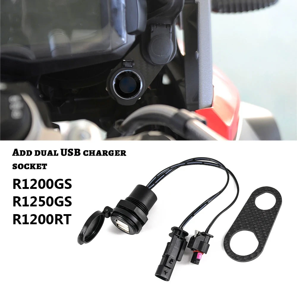 

Motorcycle Power Adapter Dual USB Charger Cigarette lighter Waterproof Plug Socket For BMW R1200GS R1200RT R1250GS ADV LC