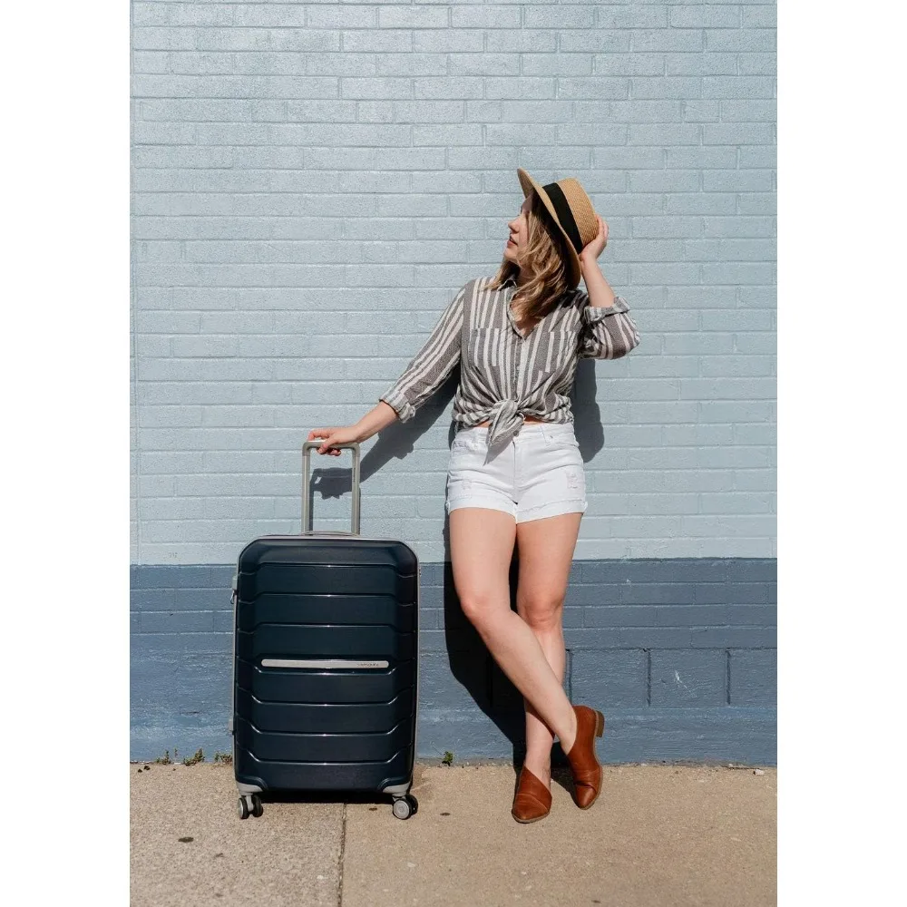 Set Koper Hardside yang Dapat Diperluas dengan Roda Spinner Ganda, Biru Dongker, 2 Buah (21 & 28), Ramah Perjalanan