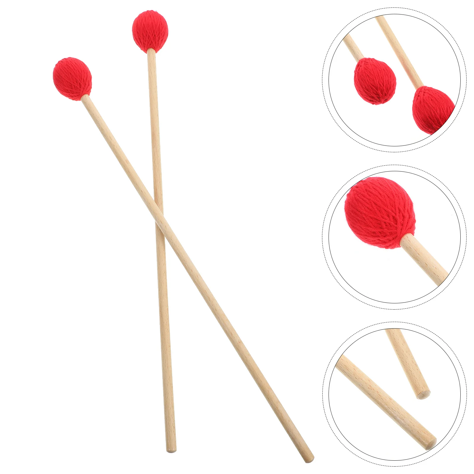 

1 Pair Marimba Mallet Wooden Handle Wool Wrapped For Xylophone Percussion Instruments Long-Lasting Studio Home Use Music