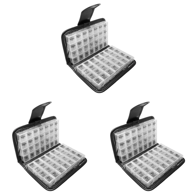 

AB33-3X 14 Day Pill Box Travel Organizer Dose Medicine Tablet Storage Container Box Daily Pill Organizer Vitamin Organizer