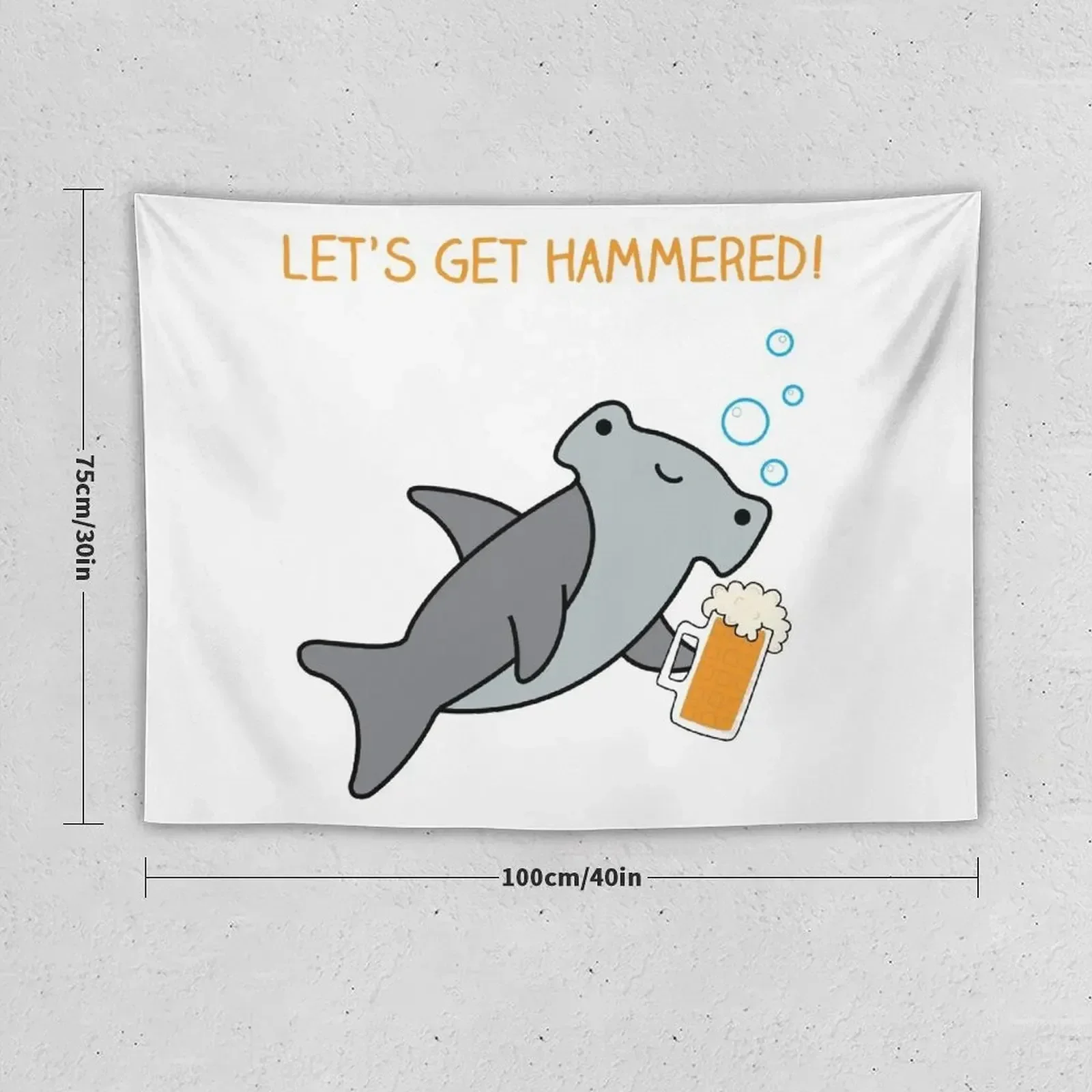 Let's get hammered beer shark Tapestry Cute Decor Living Room Decoration Bedroom Decoration Decor Home Tapestry