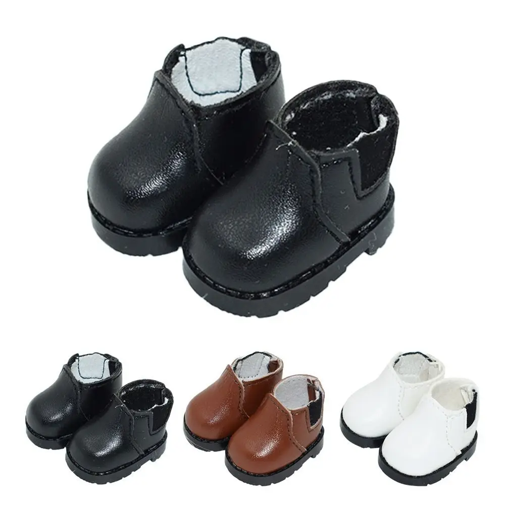 10cm Doll Shoes Casual Wear Shoes Doll Leather Shoes Accessories Fashion Boots DIY Doll Accessories Brown Black White