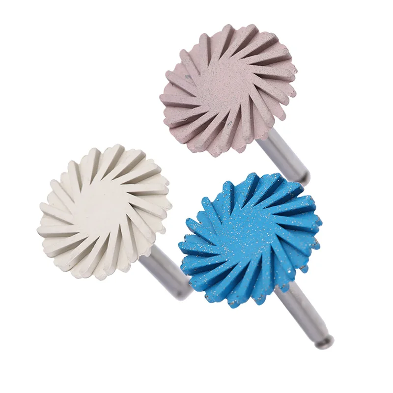 L33A_6Pcs/Set Dental Rubber Polisher Composite Resin Polishing Diamond System RA Disc Kit 14mm Wheel Spiral Flex Burs Tools
