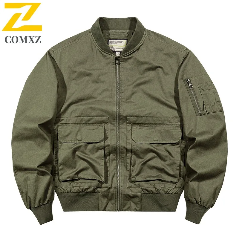 COMXZ البيسبول طوق سترة عادية الرجال في الهواء الطلق الدراجات الرياح مقاومة دراجة نارية معطف الراقية النمط الحضري الخريف ملابس جديدة #2