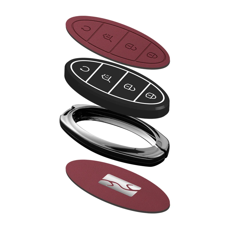 حافظة مفاتيح السيارة الجلدية المصنوعة من سبائك الزنك BYD حافظة مفاتيح السيارة الذكية عن بعد U8 U9 حافظة واقية لمفتاح السيارة