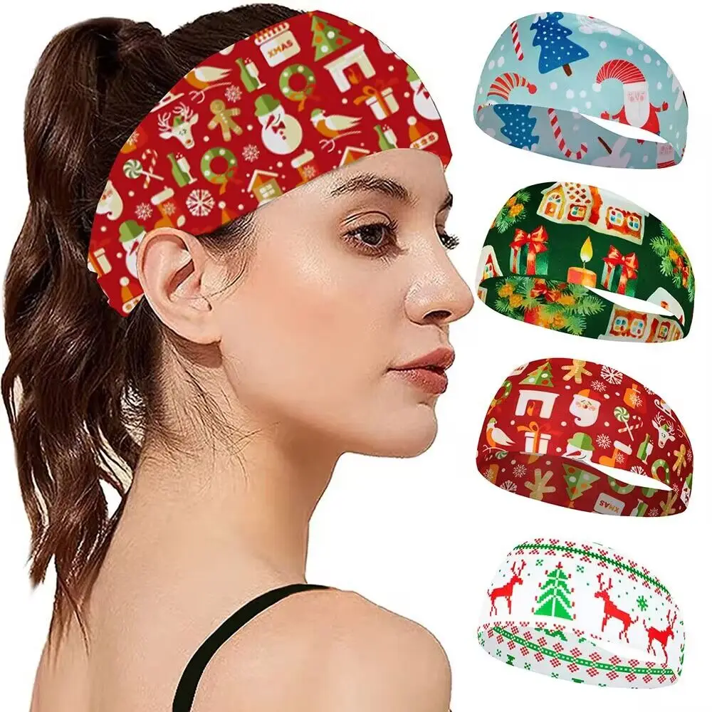 New Christmas Sweat Band Sports Headband Women's Hair Band Fitness Sweat-Absorbing Headscarf Yoga Makeup Running Headband Gift