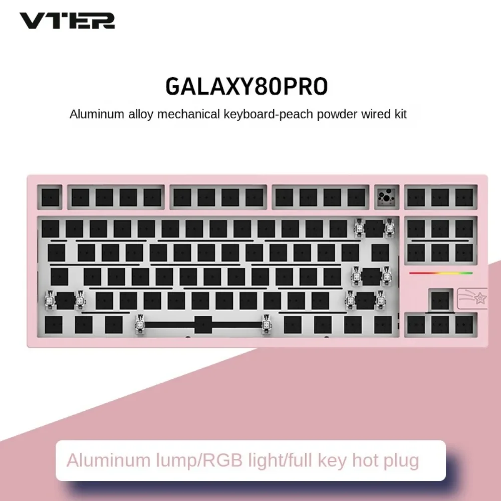 VTER Galaxy 80pro Aluminum Alloy Tri-mode Wireless Mechanical Keyboard Kit Gasket  Customized Hot-swappable Wired Layout 88 Keys