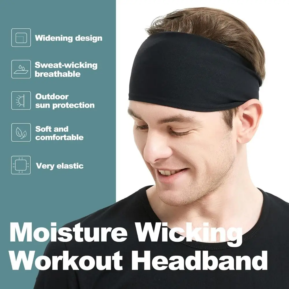 Moisture Absorbing Workout Headbands for Men Quick-Dry Non Slip Stretchy Sweatband Breathable Elastic Men‘s Sports Hairband