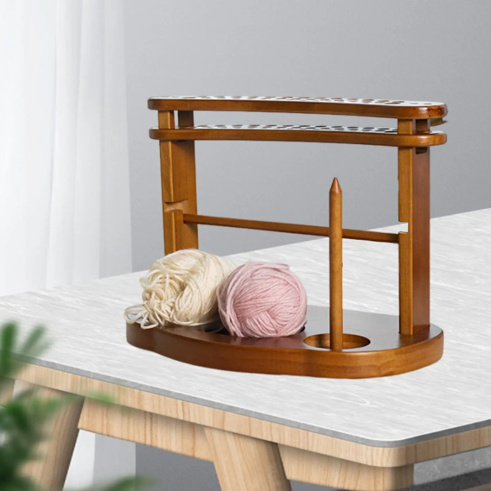 Wooden Yarn Holder, Storage Spool Holder with Slots, Yarn Ball Holder, Yarn Rack Stand for Knitting