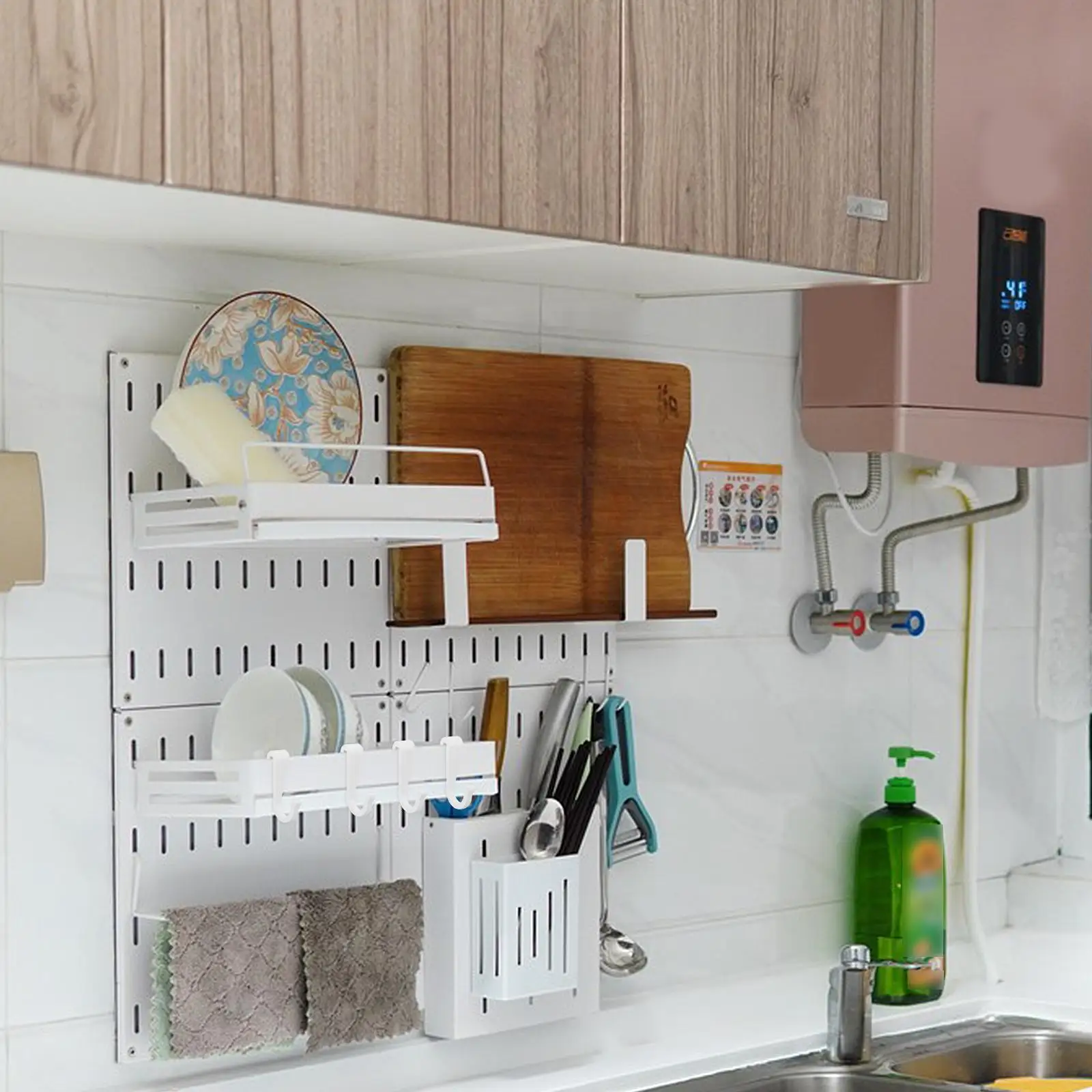 

6 Pcs Kitchen Hooks Accessories Plastic Wall Mount Cabinet Rack Hanger For Hanging Clothes Bags Plants