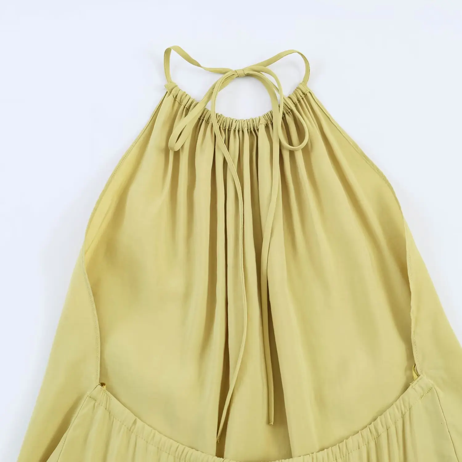 TFMLN Damen rückenfreies Neckholder-Maxikleid, elegantes, einfarbiges, lockeres Kleid mit Schnürung und Ärmeln, Sommer 2026, für Damen, Party, Abendrobe – Detail 7