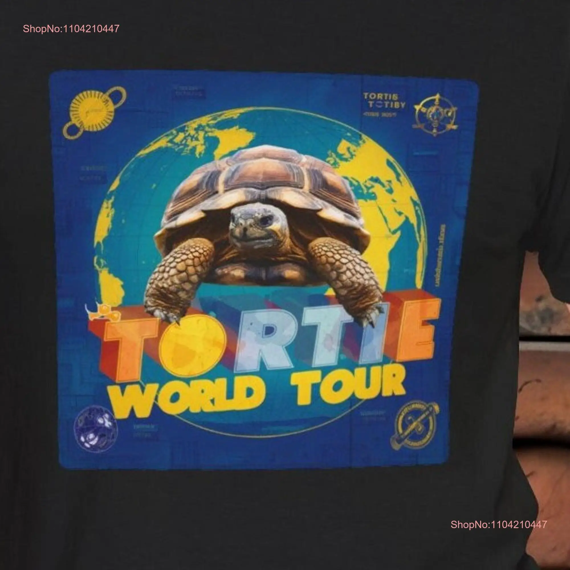 Tortie World Tour T Shirt Fun Turtle Cute Tortoise Travel Design Unique Animal Cool for Lovers long or short sleeves