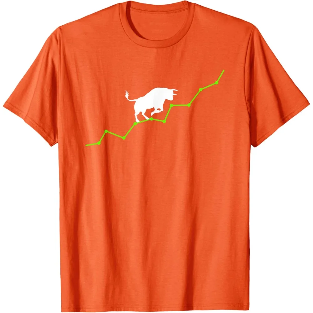 سوق الأسهم الثور تي شيرت الأسهم الارتفاع التي شيرت الأسهم تاجر المحملة القمم الرجال النساء الصيف الحياة اليومية Crewneck القطن قصير الأكمام #5