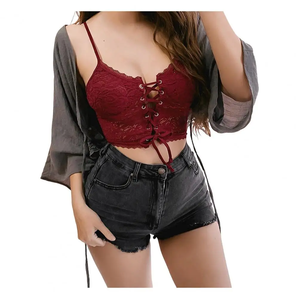 Sexy Lace Bra Sling Push Up Cup Supportive Bra See-through Crochet Lace Bra Hollow Bandage Brassiere