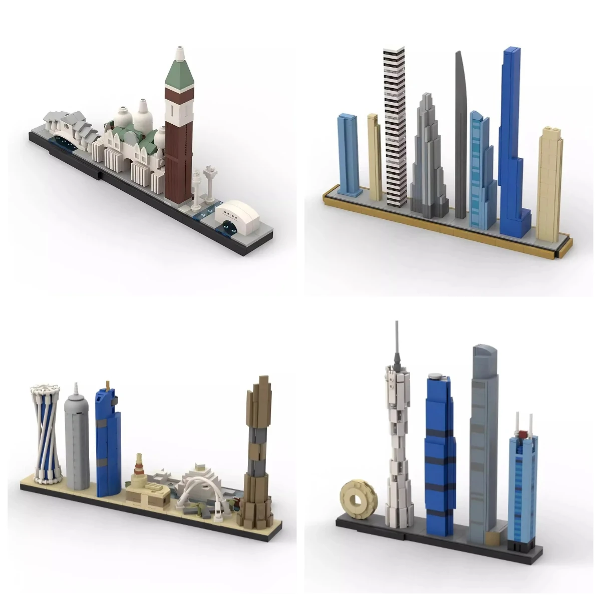 

MOC Street View City Skyline Moscow Venice Architecture House Sets Auckland Ashgabat Brisbane Doha Building Blocks Toys gifts