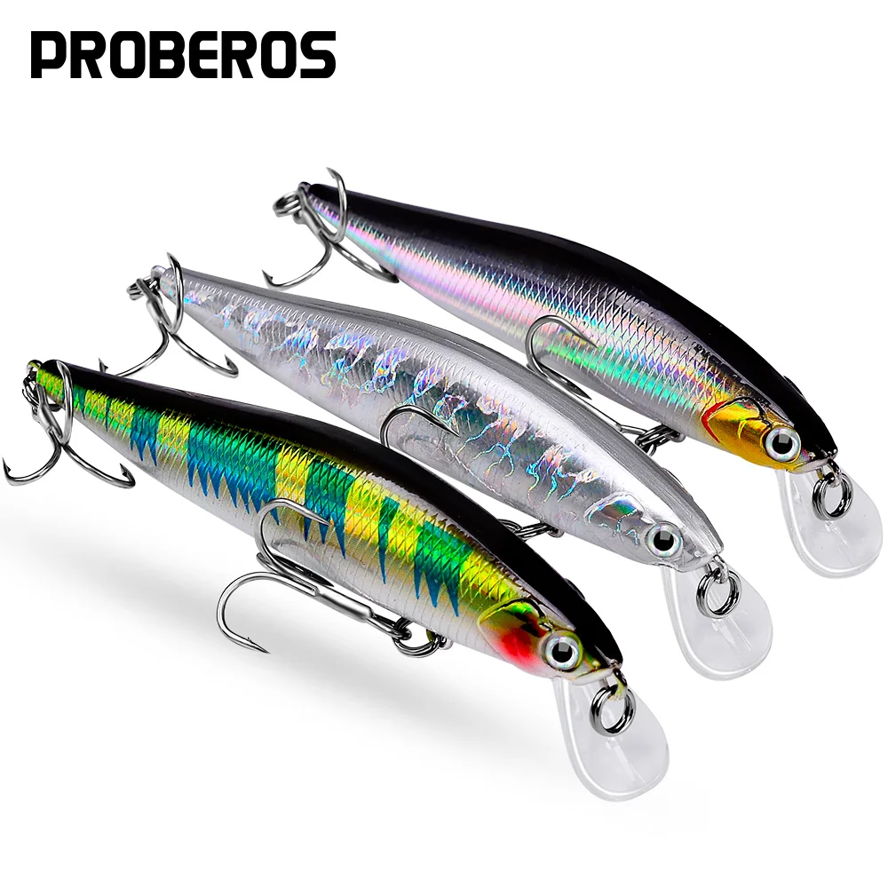 PROBEROS 1pc Minnow Angeln Köder 0,51oz4,33in Wobbler Künstliche Jerkbait Mit Drillinge Angelgerät