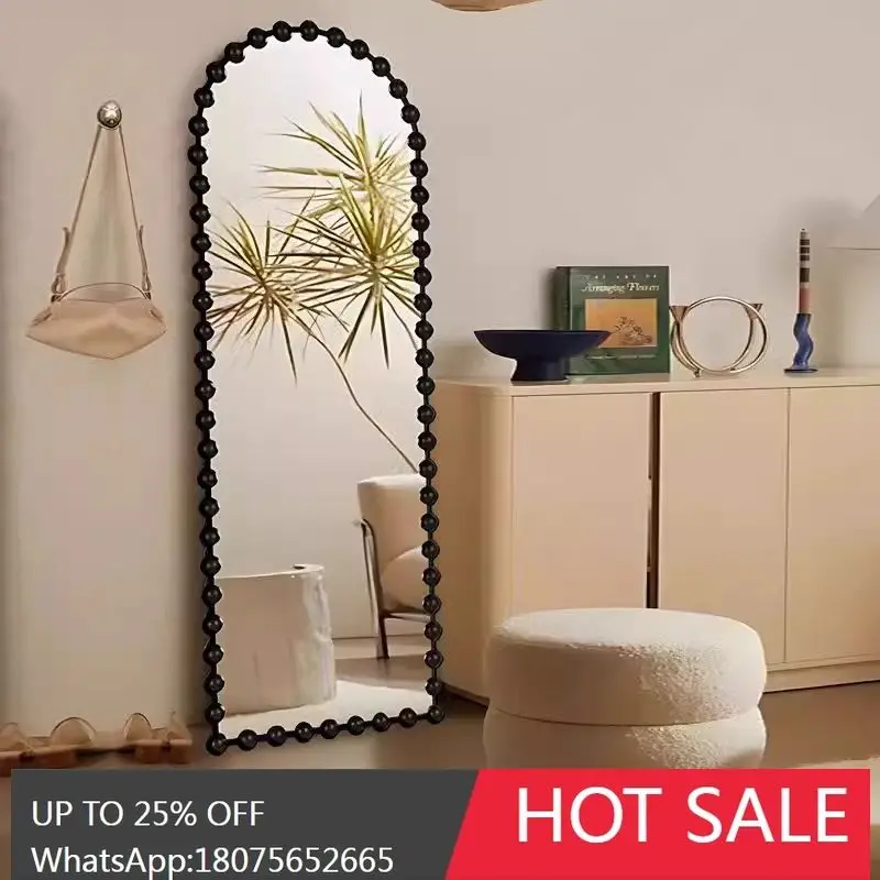 MJY American Retro Entryway Full-Length Mirror French Carved Floor Mirror