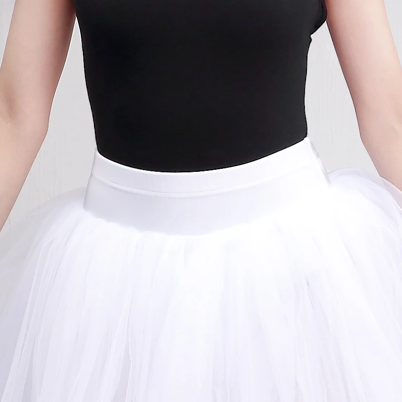 Damska spódnica baletowa tutu biała balerina elastyczna talia spódnice do tańca dla nastolatek i dorosłych liryczna długa spódnica baletowa z tiulu z majtkami