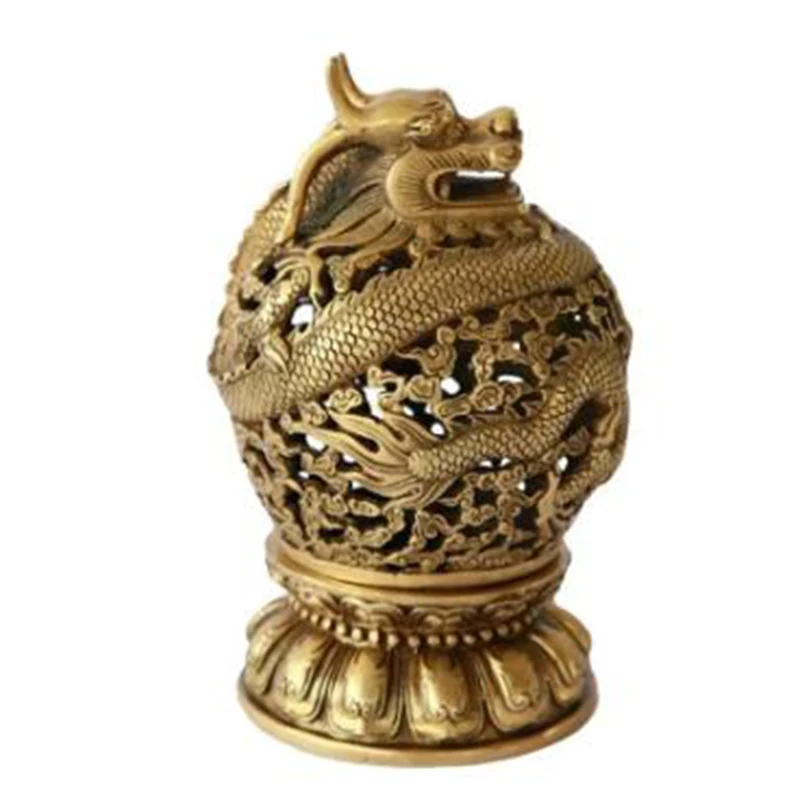 

CHINA BRASS BRONZE COLLECTABLE CARVED DRAGON INCENSE BURNER metal crafts Home decoration