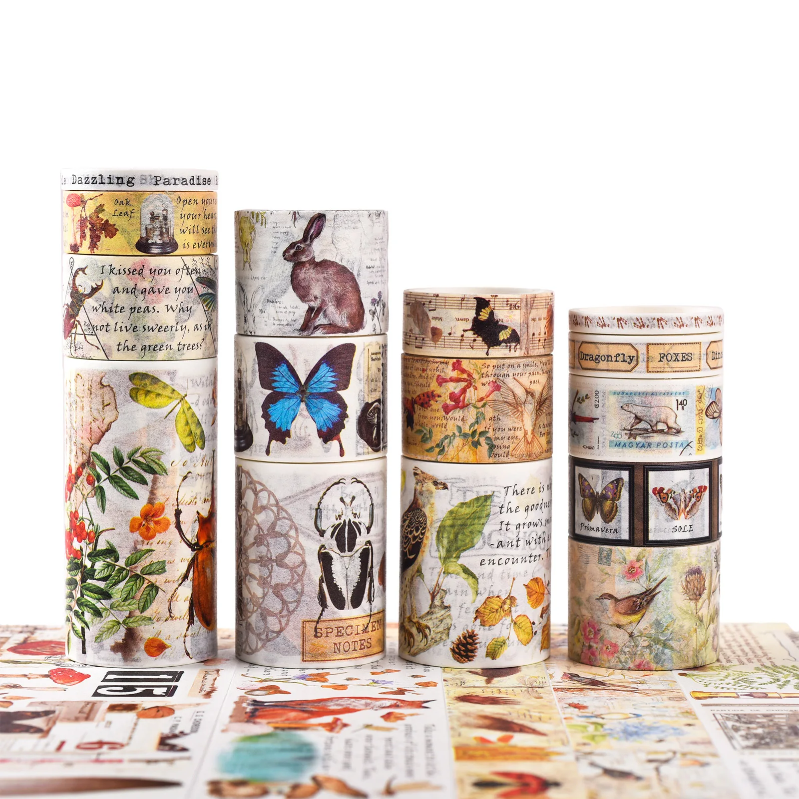 18 Rolls Retro Washi Tape Set Forest Animals Adhesive Masking Tape Stationery Journal Supplies Washitape Scrapbooking Decorative