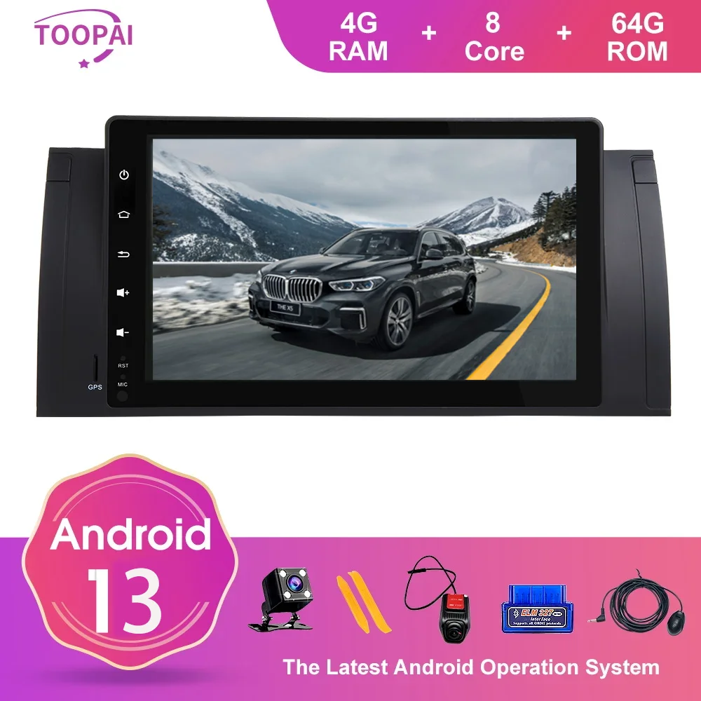 

TOOPAI 9" Android 13 For BMW E39 5 Series X5 E53 1996-2007 Auto Radio Streo Head Unit Multimedia Player GPS Navigation IPS SWC