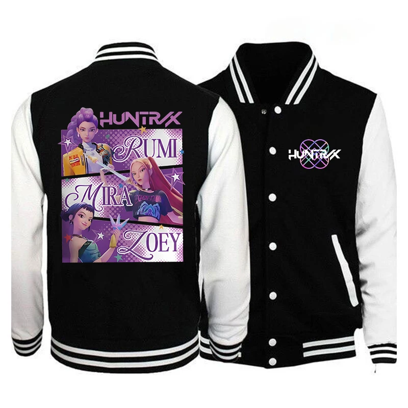 

New Anime K-Pop Demon Hunters Mira Rumi Zoey Printed Baseball Jacket Women Men Long Sleeves Jersey Sportswear Coat