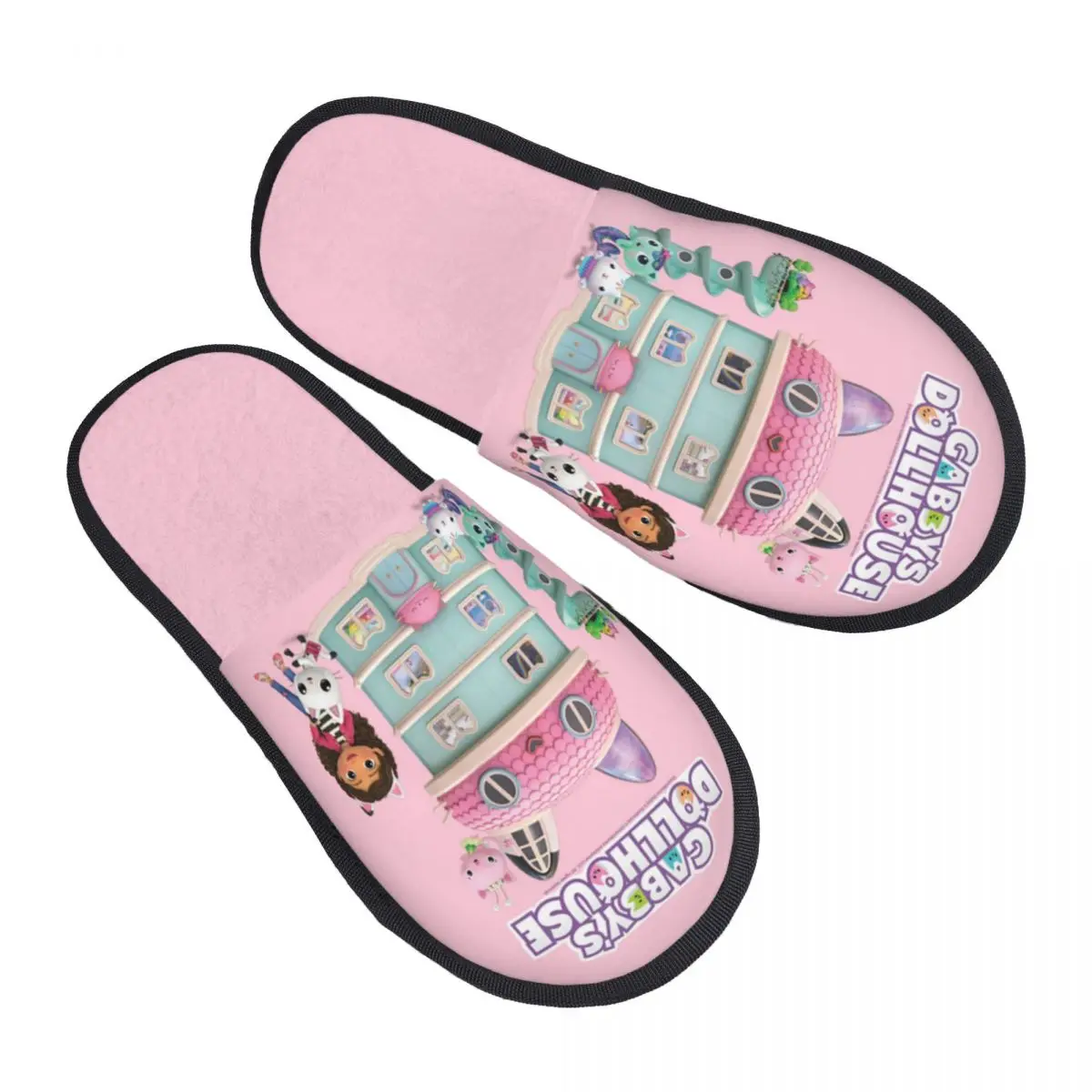 Custom Gabbys Dollhouse Memory Foam Slippers Women Soft Warm Mercat Cat House Slippers