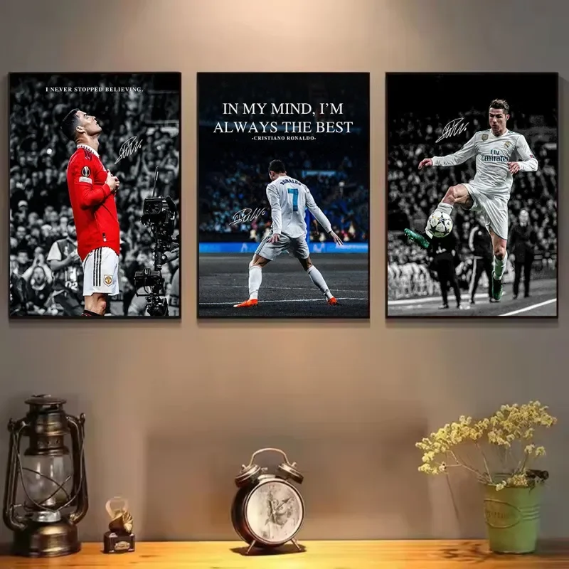 Minimalist C-CR7 Football Soccer Player Signature Portrait Motivational Quotes Poster Canvas Painting Wall Pictures Home Decor