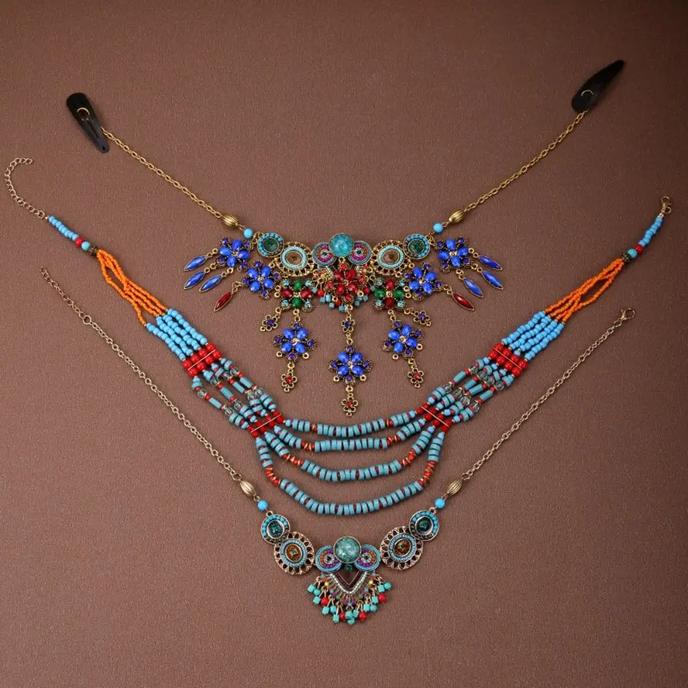 

Ethnic Style Bohemia Hair Chain Women Head Chain Tassel Ethnic Style Forehead Chain Indian Headdress Festival Head Jewelry