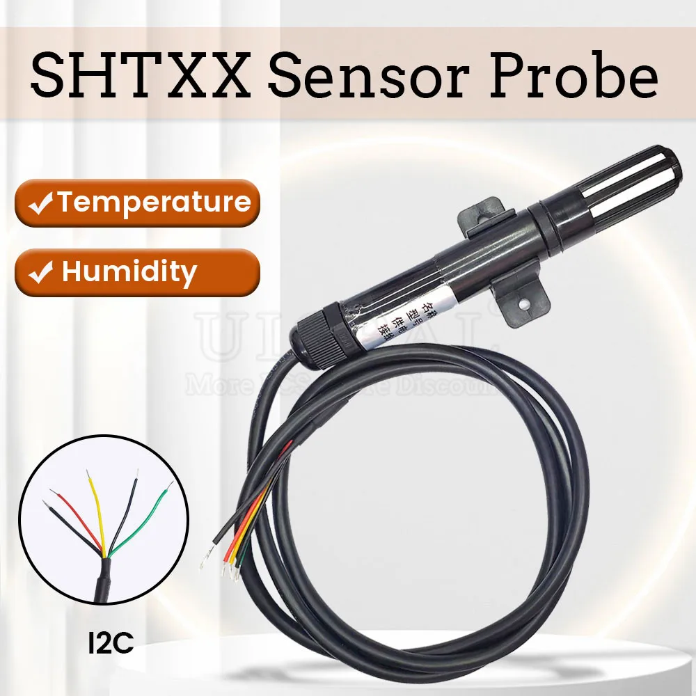5M Digital Temperature Sensor Probe Module SHT20 SHT21 SHT30 SHT31 SHT40 Humidity Sensor Cable Shield I2C Interface Waterproof