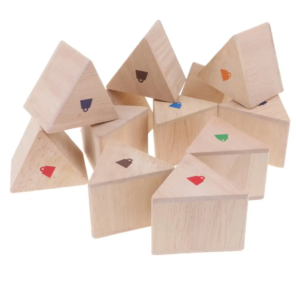 Bloques triangulares de madera montessori para niños, Material de aprendizaje, juguetes educativos