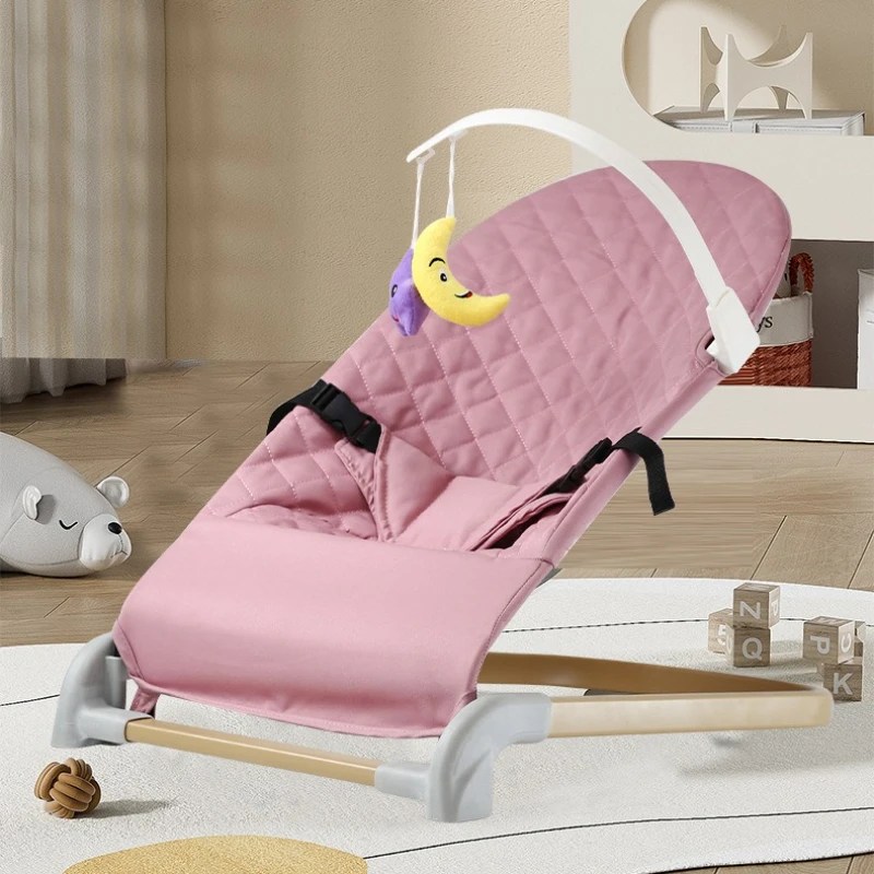 

Baby Rocking Chair Adjustable Seat Baby Sleeping Safety Cradle Foldable Swing Chair with 3 Recline Positions Bouncer for Infants