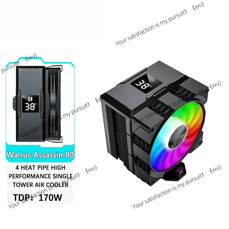 

ZOCI-Walrus Assassin 90 цифровой дисплей 4 тепловая трубка процессор кулер 92 мм охлаждающий вентилятор радиатор воздушный охладитель для LGA1700/1200 AM4 AM5