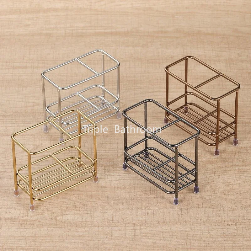 1pc Stainless Steel Storage Rack, Toothpaste and Toothbrush Holder, Kitchen Chopstick Holder, Living Room Metal Storage Rack