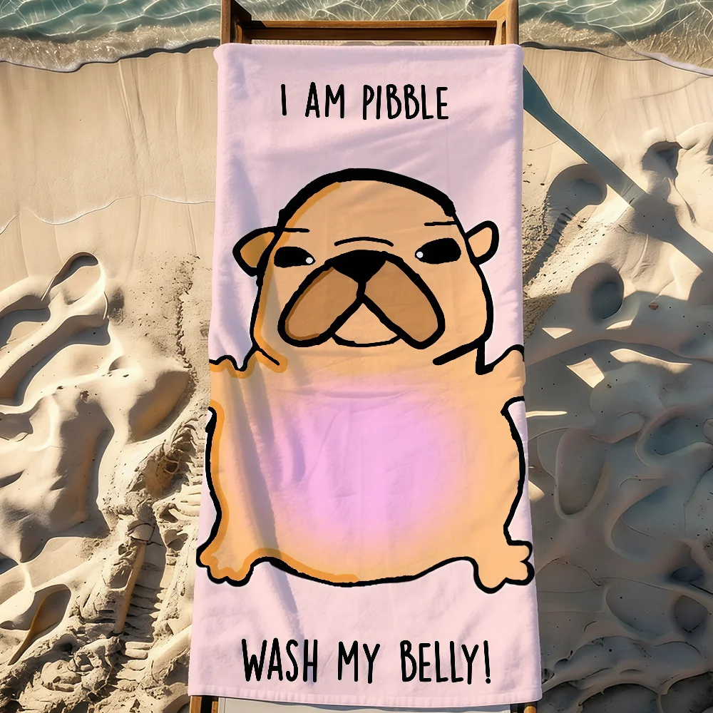 Funny I am Pibble Wash My Belly Meme Towel Sports Quick Dry Travel Camping Gear Sandproof Soft Light Large Beach Towel