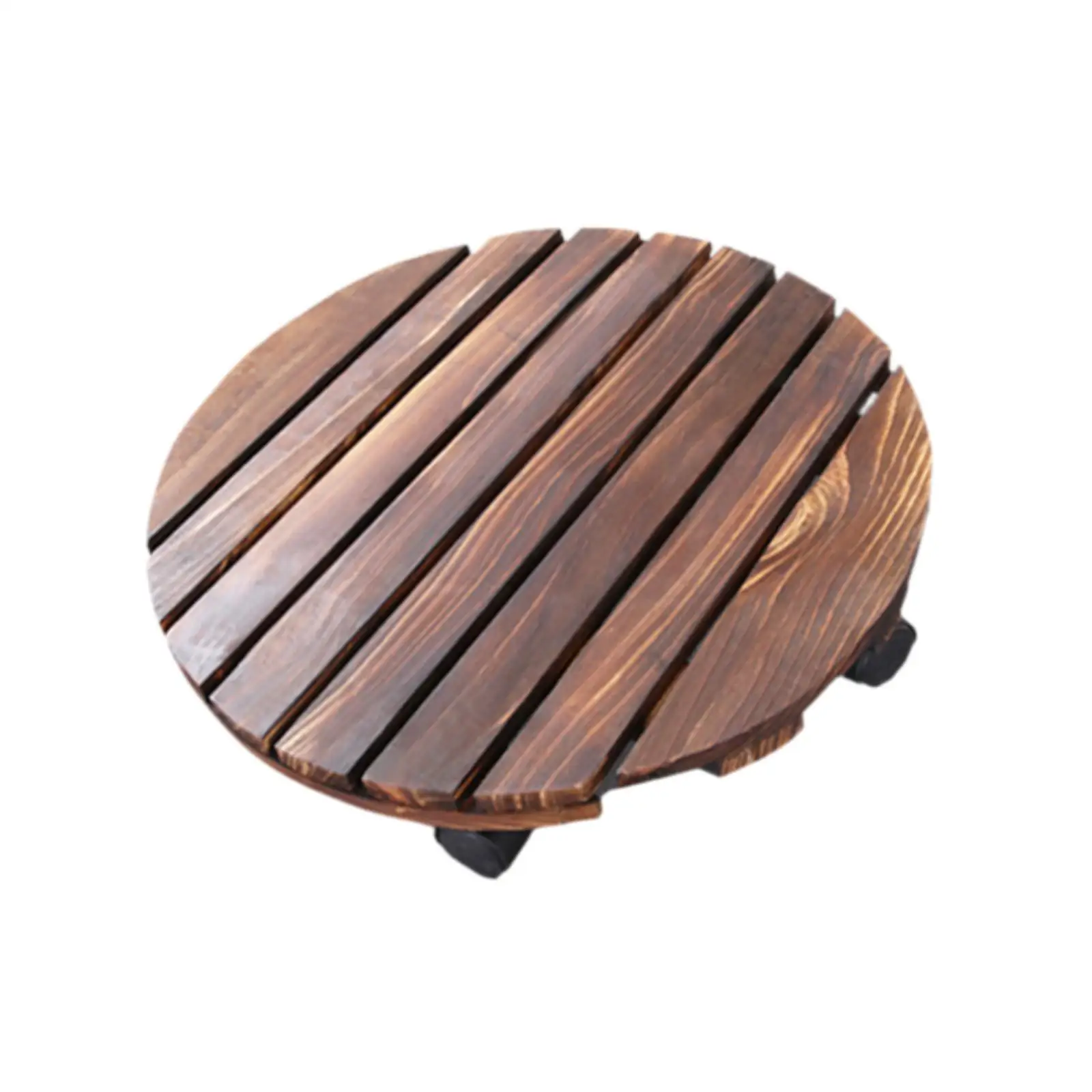 Wood Plant Caddy with Swiveling Casters Round Plant Roller Base Rolling Plant Stand for Living Room Indoor Outdoor Yard Garden
