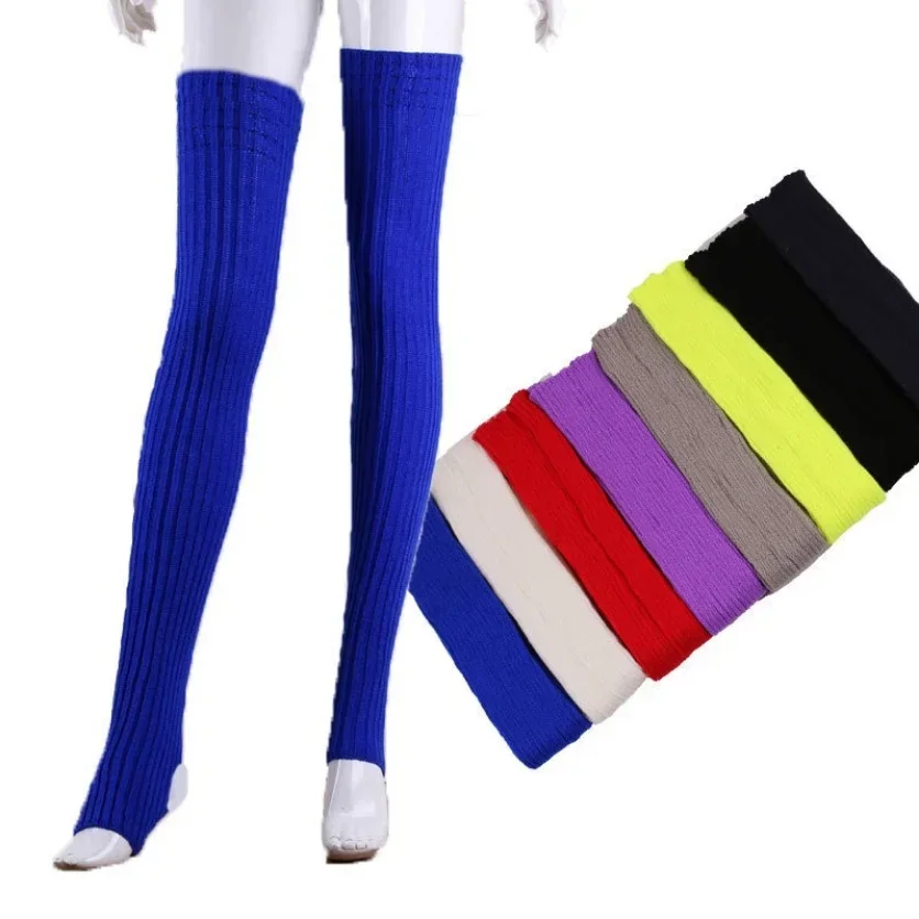 Womens Leg Warmers Winter Warm Ankle Stretch Knitted Thigh High Over Knee Long Socks Ladies Boot Sock Gaiter Female Stockings