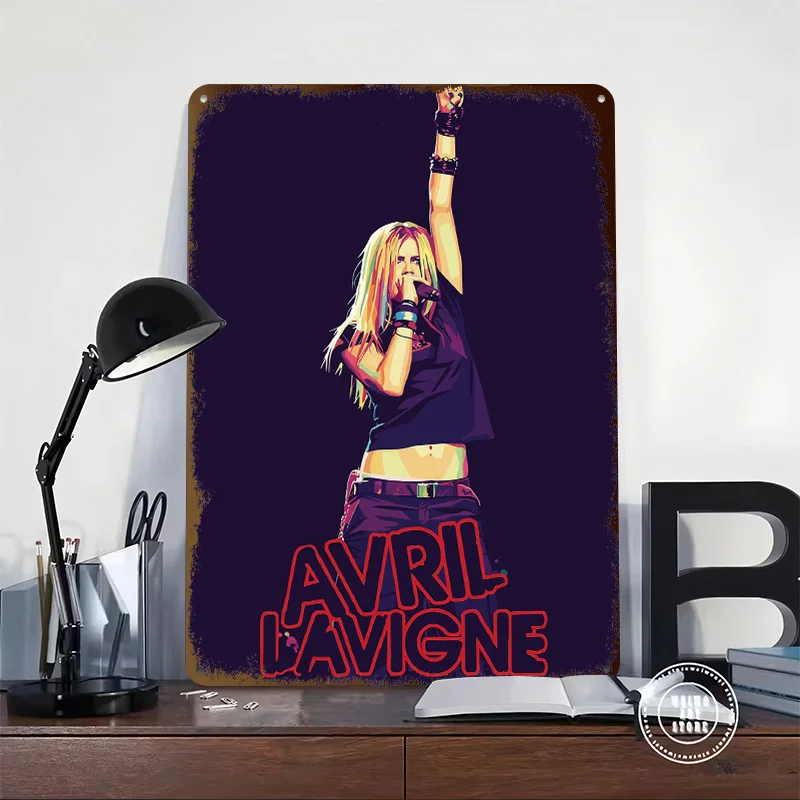 Avril Lavigne Performing on Stage Personalized 3D Textured Metal Poster Wall Art Vintage Tin Signs for Home Decoration Luxury