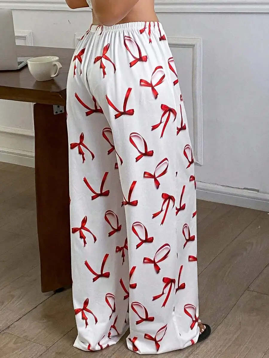 

Womens Bow Print Comfortable Pajama Pants For Daily Wear