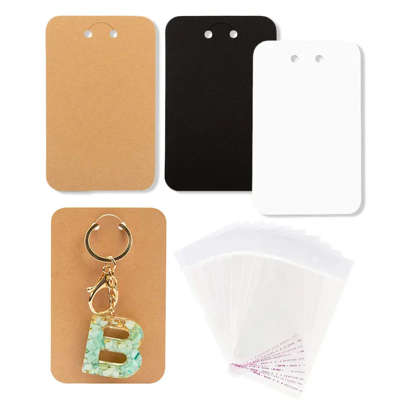 50pcs 7.5x12cm Keychain Packing Cards Kraft Paper Cards for diy Jewelry Keychain Display Cardboard Keyrings Retail Price Tags