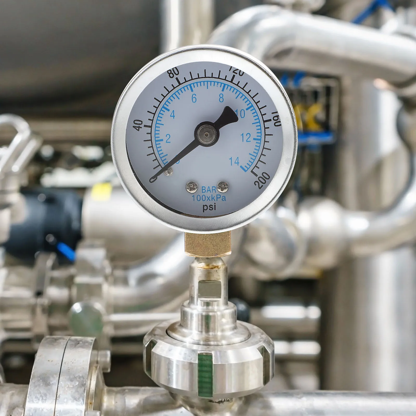 

Pressure Gauge 40Mm Dial Mini Size Double Scale 0-200 Psi 0-14 Bar Npt Thread Compressed Air Measuring Instrument